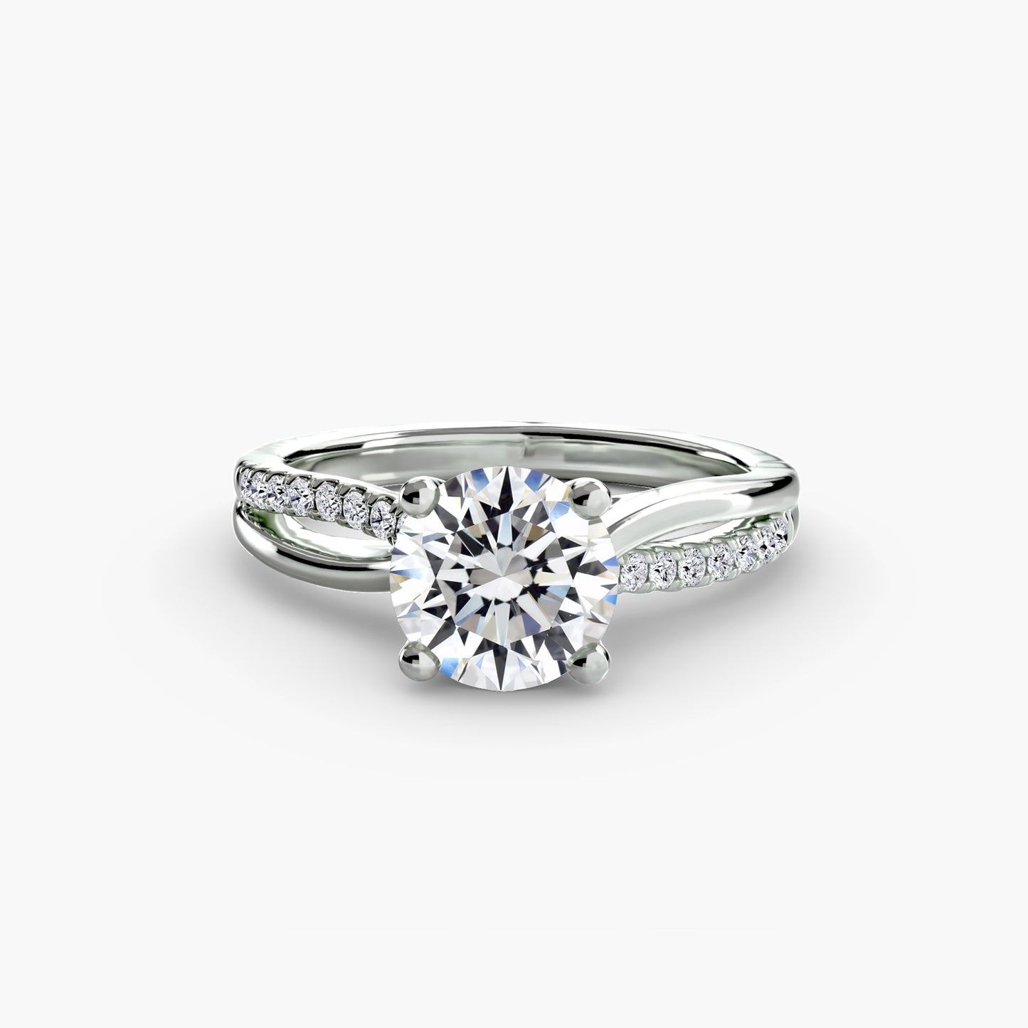 The Split Shank asymmetrical diamond Pavé Solitaire