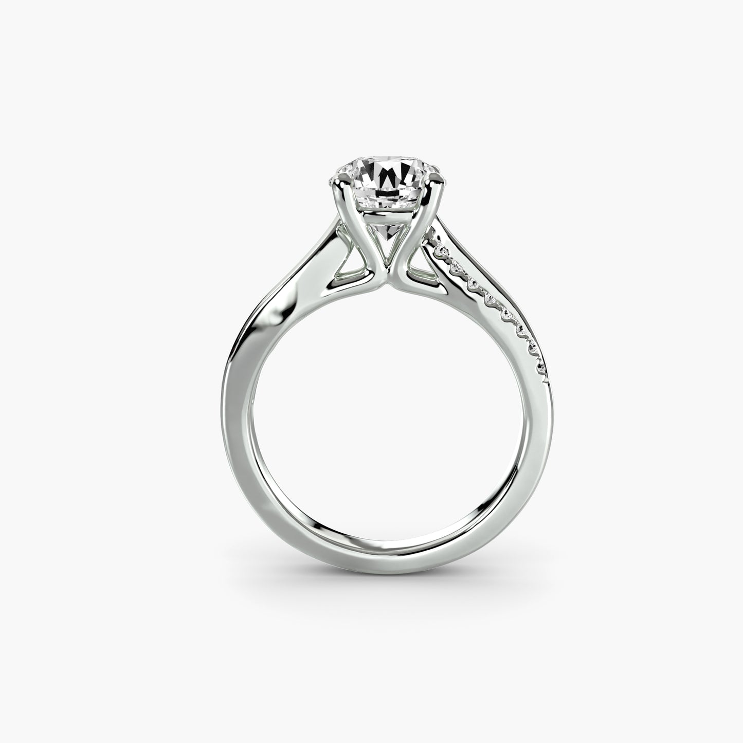 The Split Shank asymmetrical diamond Pavé Solitaire