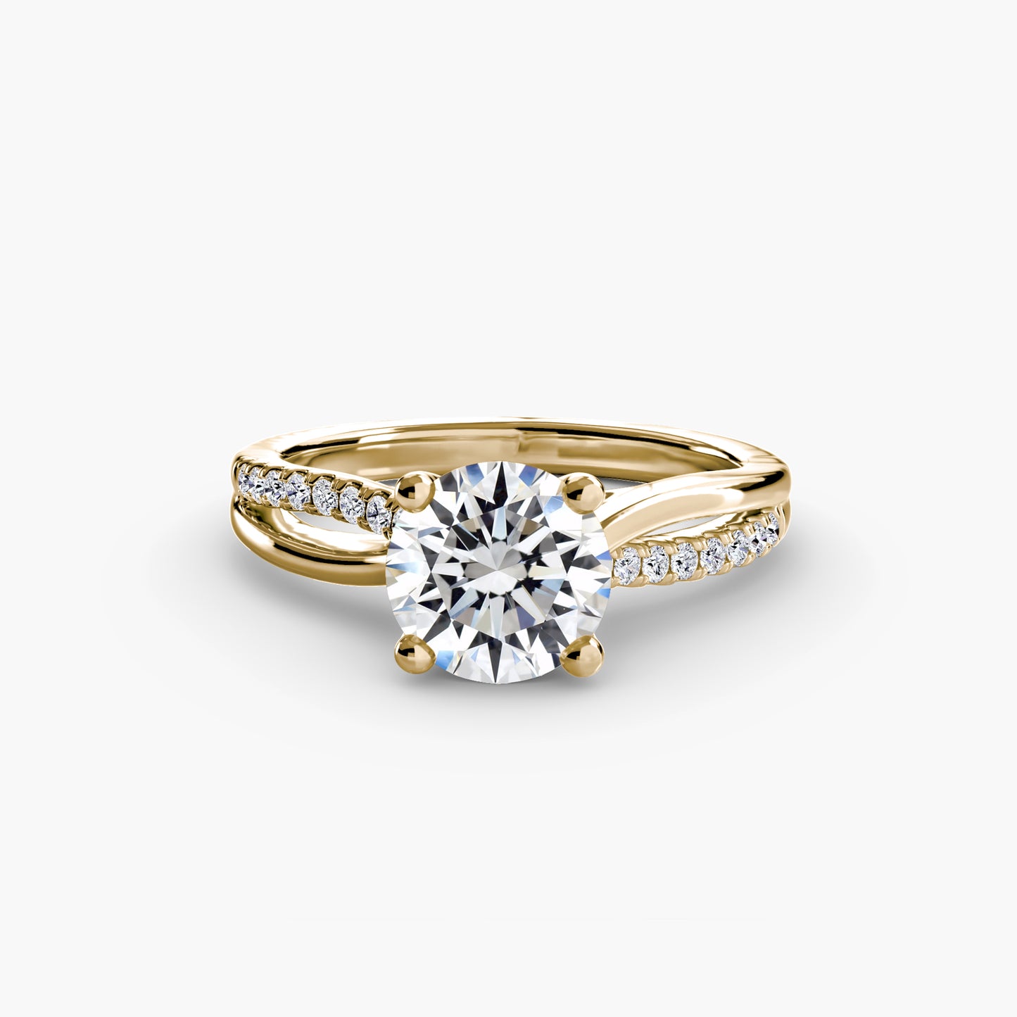 The Split Shank asymmetrical diamond Pavé Solitaire