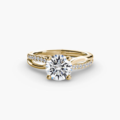 The Split Shank asymmetrical diamond Pavé Solitaire
