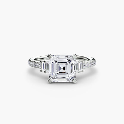 Hall of mirrors diamond solitaire ring with Pavé