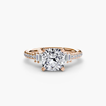 Hall of mirrors diamond solitaire ring with Pavé