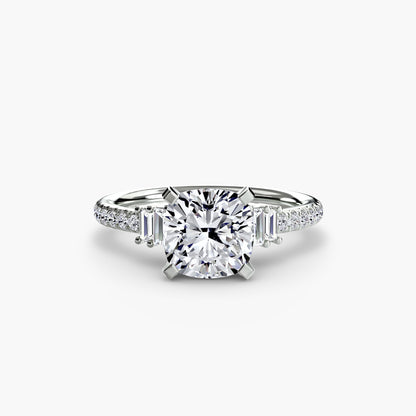Hall of mirrors diamond solitaire ring with Pavé