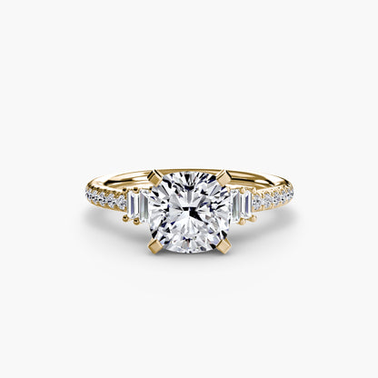 Hall of mirrors diamond solitaire ring with Pavé