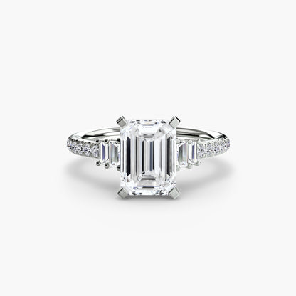 Hall of mirrors diamond solitaire ring with Pavé