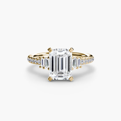 Hall of mirrors diamond solitaire ring with Pavé