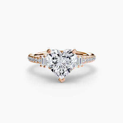 Hall of mirrors diamond solitaire ring with Pavé