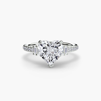 Hall of mirrors diamond solitaire ring with Pavé