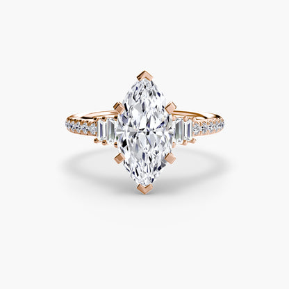 Hall of mirrors diamond solitaire ring with Pavé