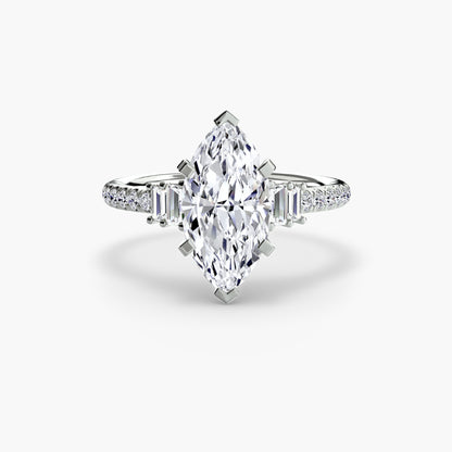 Hall of mirrors diamond solitaire ring with Pavé
