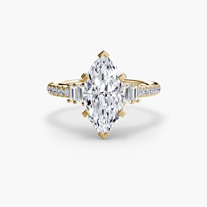 Hall of mirrors diamond solitaire ring with Pavé