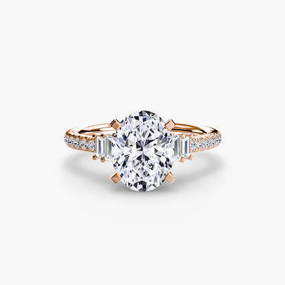 Hall of mirrors diamond solitaire ring with Pavé