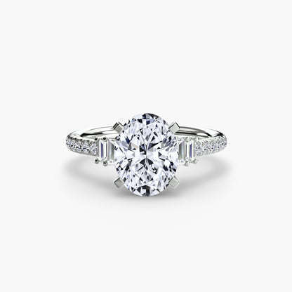Hall of mirrors diamond solitaire ring with Pavé