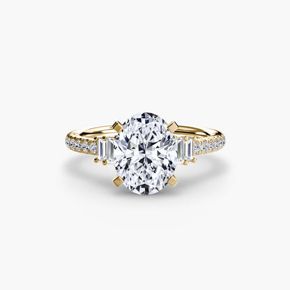 Hall of mirrors diamond solitaire ring with Pavé