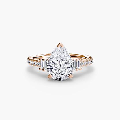 Hall of mirrors diamond solitaire ring with Pavé