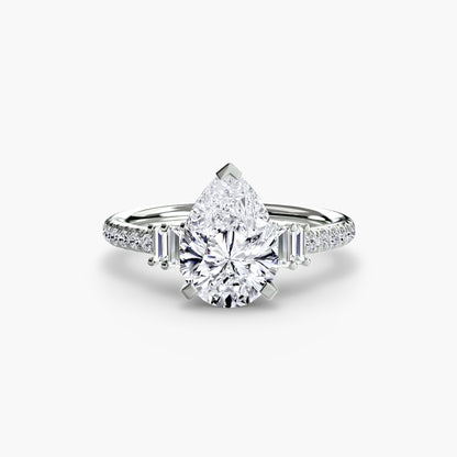 Hall of mirrors diamond solitaire ring with Pavé