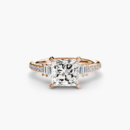 Hall of mirrors diamond solitaire ring with Pavé