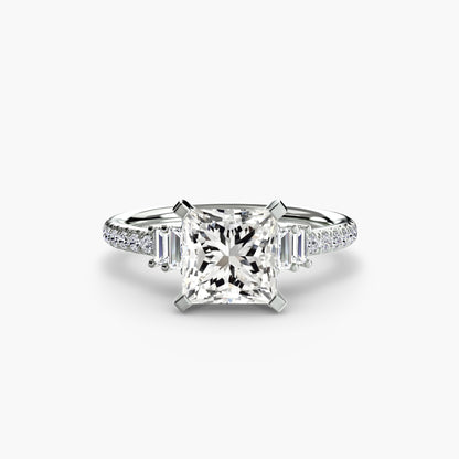 Hall of mirrors diamond solitaire ring with Pavé