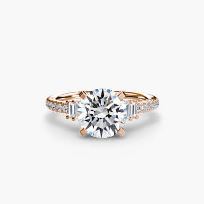 Hall of mirrors diamond solitaire ring with Pavé