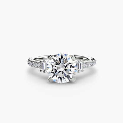 Hall of mirrors diamond solitaire ring with Pavé