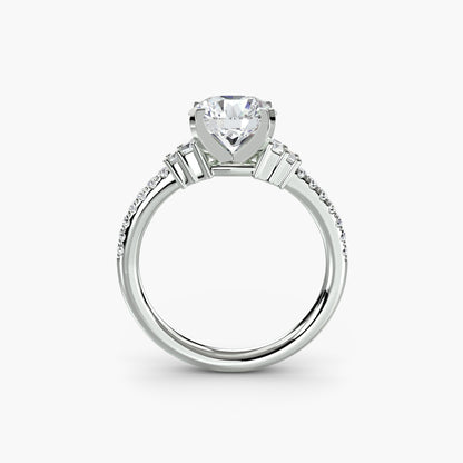 Hall of mirrors diamond solitaire ring with Pavé