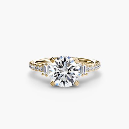 Hall of mirrors diamond solitaire ring with Pavé