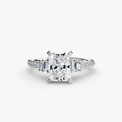 Hall of mirrors diamond solitaire ring with Pavé