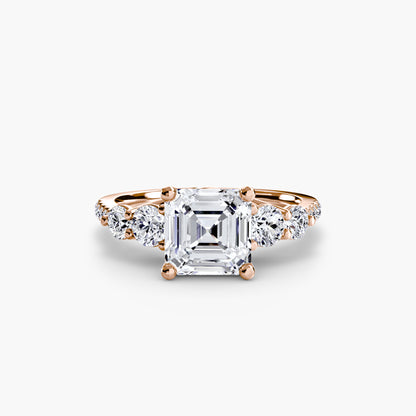 Five Stone Ring with Diamond Pavé Band