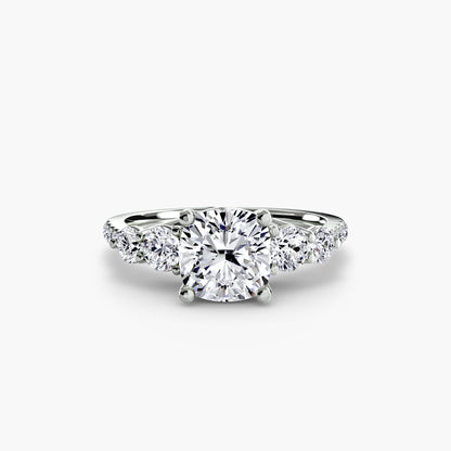Five Stone Ring with Diamond Pavé Band
