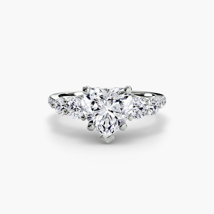 Five Stone Ring with Diamond Pavé Band