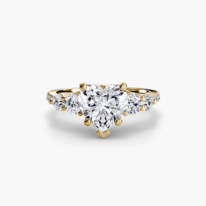 Five Stone Ring with Diamond Pavé Band