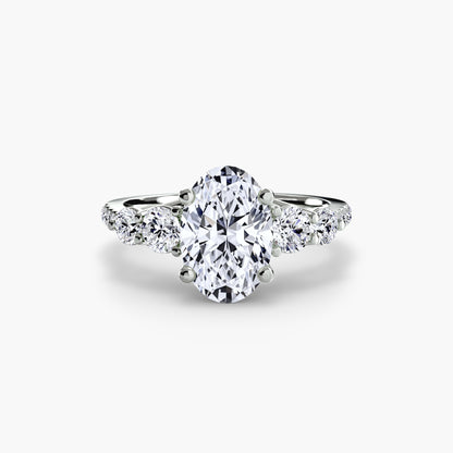 Five Stone Ring with Diamond Pavé Band