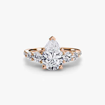 Five Stone Ring with Diamond Pavé Band