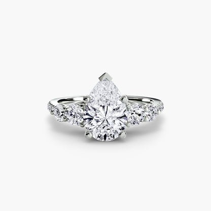 Five Stone Ring with Diamond Pavé Band