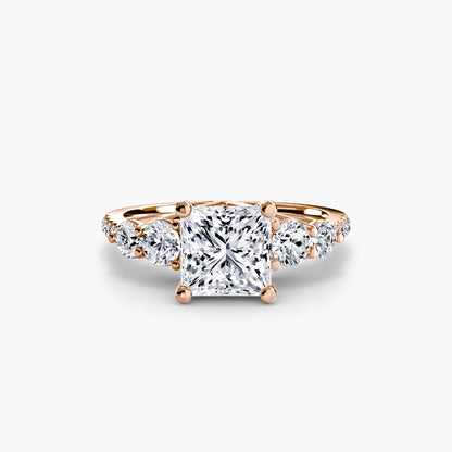 Five Stone Ring with Diamond Pavé Band