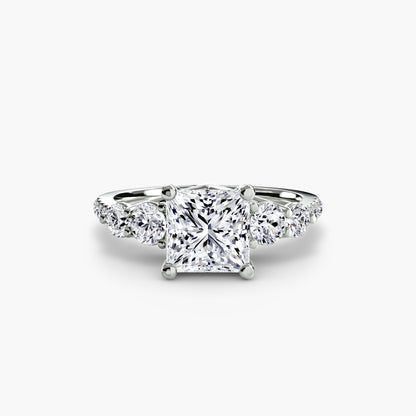 Five Stone Ring with Diamond Pavé Band