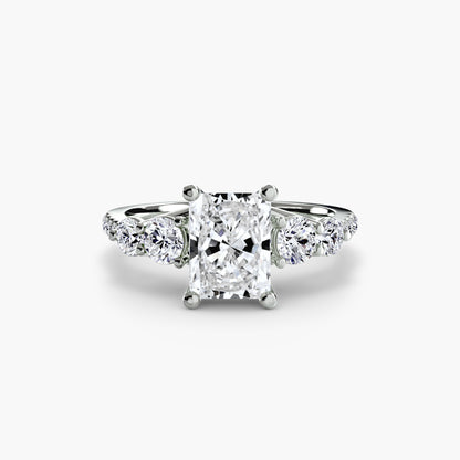 Five Stone Ring with Diamond Pavé Band