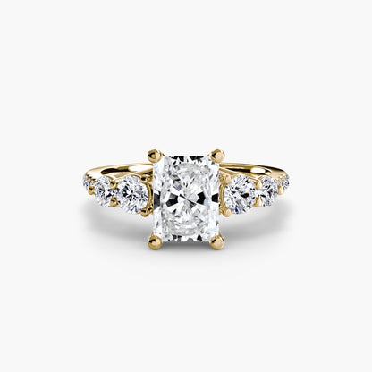 Five Stone Ring with Diamond Pavé Band