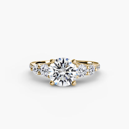 Five Stone Ring with Diamond Pavé Band