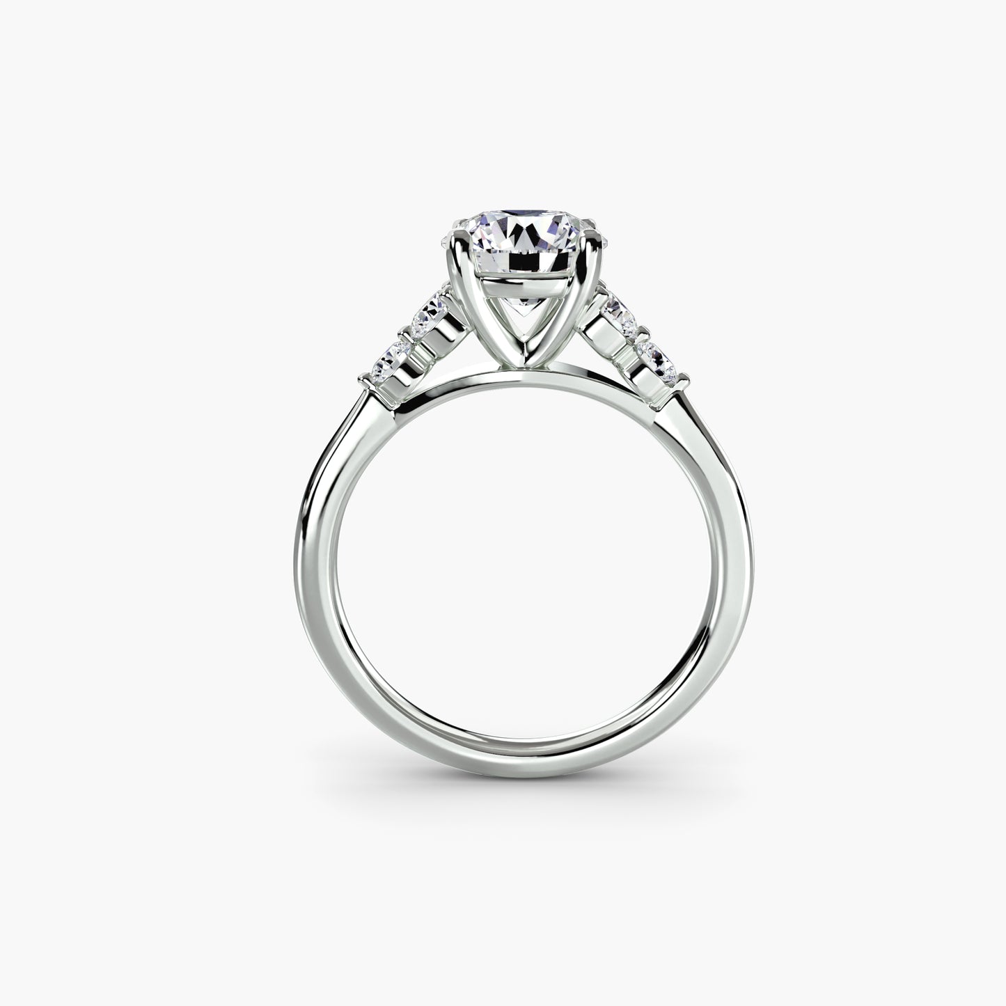 Diamond Solitaire ring with Shoulder Accents