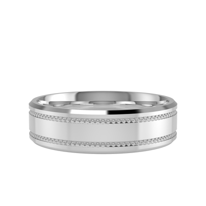 Mille Grains Flat bevel wedding band