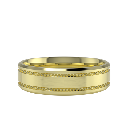 Mille Grains Flat bevel wedding band