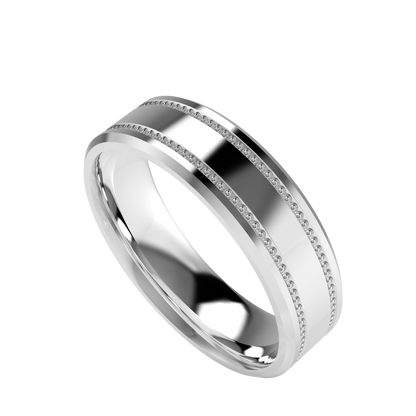 Mille Grains Flat bevel wedding band