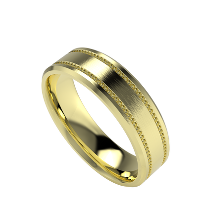 Mille Grains Flat bevel wedding band