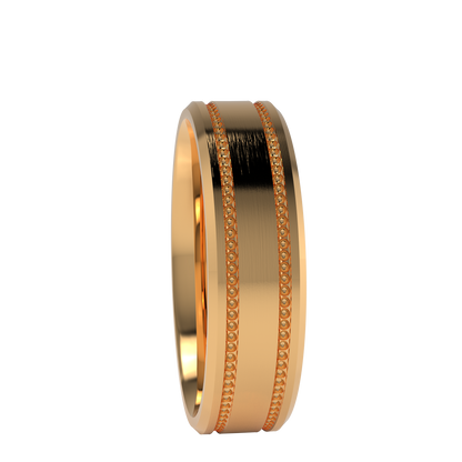 Mille Grains Flat bevel wedding band