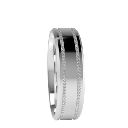 Mille Grains Flat bevel wedding band