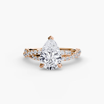The Ever-Twined diamond ring with Twisted Pavé band