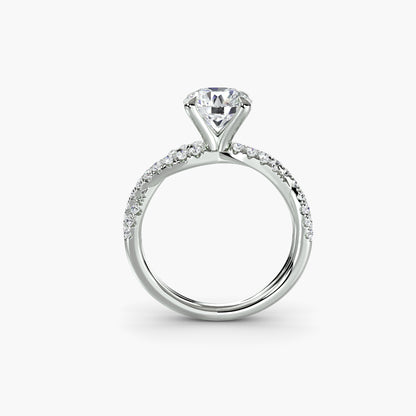 The Ever-Twined diamond ring with Twisted Pavé band