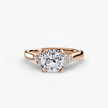Solitaire with diamond Cluster Shoulders