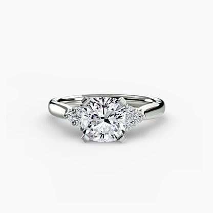 Solitaire with diamond Cluster Shoulders
